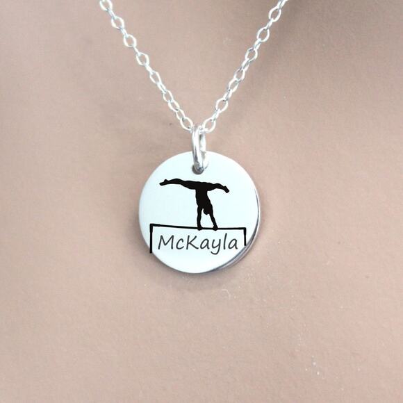 Sterling Silver Customizable Name Gymnast High Bar Necklace - Picture 1 of 5